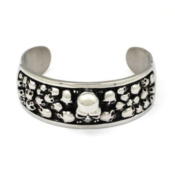 Stainless steel Skull biker bangle bracelet - Picture 1 of 1